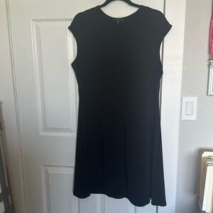 Slip on black midi dress